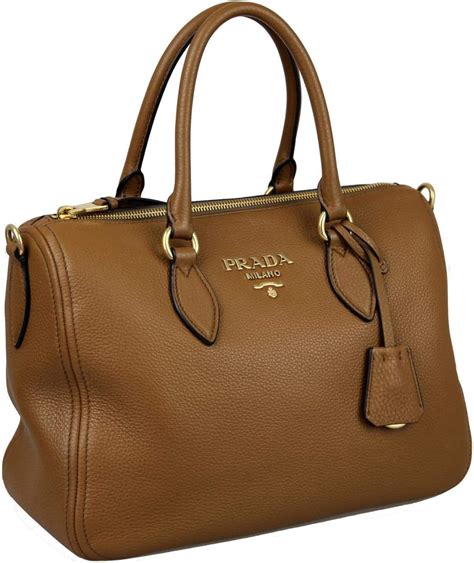 Prada Womens Vitello Leather Brown Phenix Handbag 1BB023